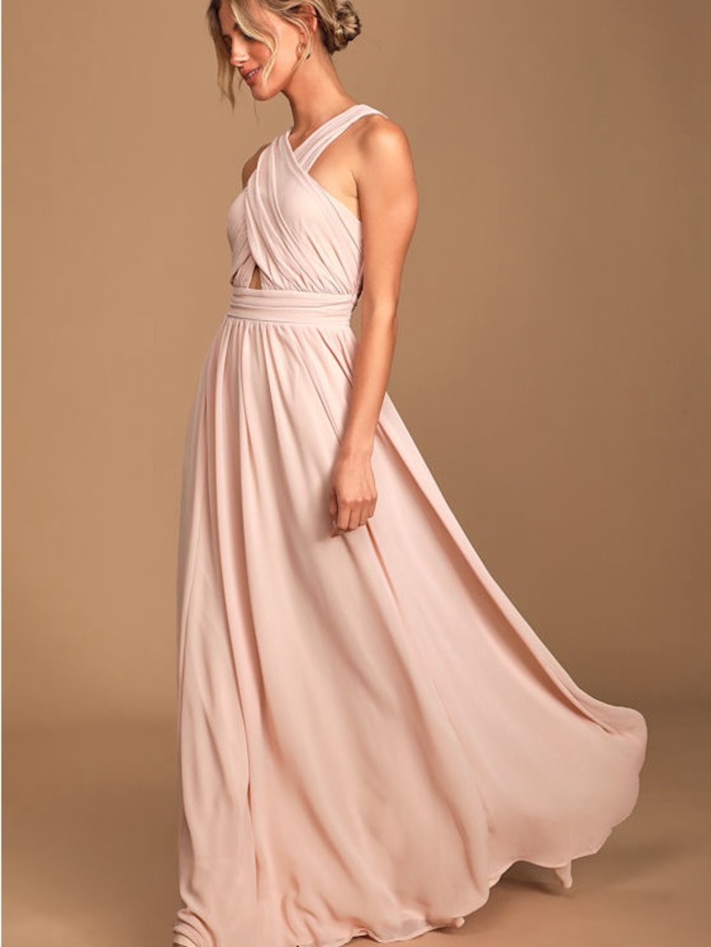 Lulu's Blush Wrap-Style Maxi Dress
